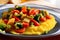 Creamy and delicious polenta with ripe tomatoes and fresh vegetables, a perfect combination for a comforting and healthy meal