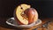 Creamy Delights A Captivating Peach Butter Oil Painting for National Eat a Peach Day.AI Generated