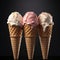 Creamy Delights: Trio of Irresistible Ice Cream Cones