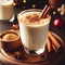 Creamy eggnog in winter with nutmeg and cinnamon ai generated