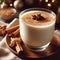 Creamy eggnog in winter with nutmeg and cinnamon ai generated