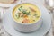 Creamy fish soup with salmon