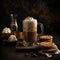 Creamy and Frothy Cappuccino in Tall Mug with Cookies