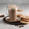 Creamy and Frothy Cappuccino in Tall Mug with Cookies