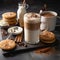 Creamy and Frothy Cappuccino in Tall Mug with Cookies