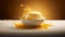 Creamy Lemon Custard With Honey Drip - Stunning Vray Tracing Photoillustration