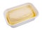 Creamy margarine in an industrial plastic container isolated