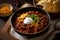 Creamy and Mild Chili Con Carne with a Dollop of Sour Cream and Cheddar Cheese