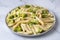 Creamy penne pasta with homemade broccoli and cheese. Turkish name brokolili makarna