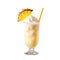 Creamy Pina colada with pineapple garnish and straw.