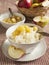 Creamy rice pudding with apple sauce