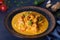 Creamy rich spicy shrimp curry. Seafood dish.