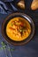 Creamy rich spicy shrimp curry. Seafood dish.