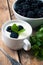 Creamy yogurt with blackberries