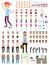Create character. Set of different illustrations with body parts. Businessman and teenager