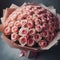 Create an image bouquet of many Red roses in wrapping paper, 100, for Instagram, high sharpness, ultra-sharp image.