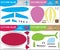 Create the images of air transports. Cut and glue, paper game for kids. Vector illustration