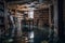 Create a library in a flooded basement. Generative AI