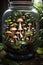 Create a mesmerizing and highly detailed depiction of a majestic mushroom jungle