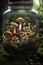 Create a mesmerizing and highly detailed depiction of a majestic mushroom jungle