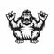 Create A Momocore-style Logo Of A Cute Bigfoot With Arms In Black And White