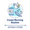 Create morning routine concept icon. Everyday schedule. Daily plan. Organize personal agenda. Selfcare measure idea thin