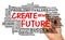 create new future with related word cloud hand drawing on whiteboard