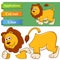 Create paper application the cartoon fun Lioness. Use scissors cut parts of Lion and glue on the paper. Education logic game