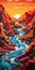 Create A Surreal Paper Quilling Painting Of A Tumultuous River In The Alps