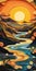 Create A Surreal Paper Quilling Painting Of A Tumultuous River At Sunset In The Alps