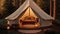 Create a ultra realistic, luxurious, Glamping bell tent getaway. Generative AI