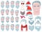 Create your modern Santa hipster. Set with positive senior man head, beard, hair, mustache