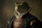 Created with Generative AI technology. a lizzard in renaissance clothing
