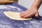 Creating homemade Phyllo or strudel dough on a home table cloth