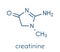 Creatinine molecule. Creatine breakdown product. Creatinine clearance is used to measure kidney function. Skeletal formula.