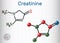 Creatinine molecule. Structural chemical formula and molecule mo