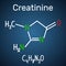 Creatinine molecule. Structural chemical formula and molecule mo