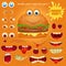 Creation kit of emoticon cartoon burger character