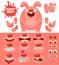 Creation kit of pink emoticon bunny character