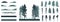 Creation of realistic forest, set of silhouette of beautiful spruce and pines trees. Vector illustration