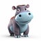 Creative 3d Cartoon Character Drawing Of A Blue Hippo