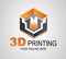 Creative 3D Print logo or sign, icon. Modern 3D printer printing ball. Additive manufacturing