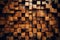 Creative 3d wooden wall surface with square tiles texture cubes brown background