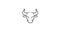 Creative abstract angry taurus bull head with long horn created with lines logo vector design