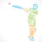 Creative abstract cricket player design by brush stroke