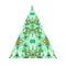 Creative abstract green Christmas tree, isolated on a white background. Delta triangle. Pyramid icon