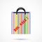 Creative abstract shopping bag logo design with barcode symbol.