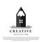 Creative architecture logo design. Pencil with window vector