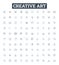 Creative art vector line icons set. Creativity, Art, Painting, Drawing, Sketching, Graphic, Design illustration outline