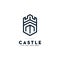 Creative authentic castle tower logo design linear style illustration for real estate vector template icon